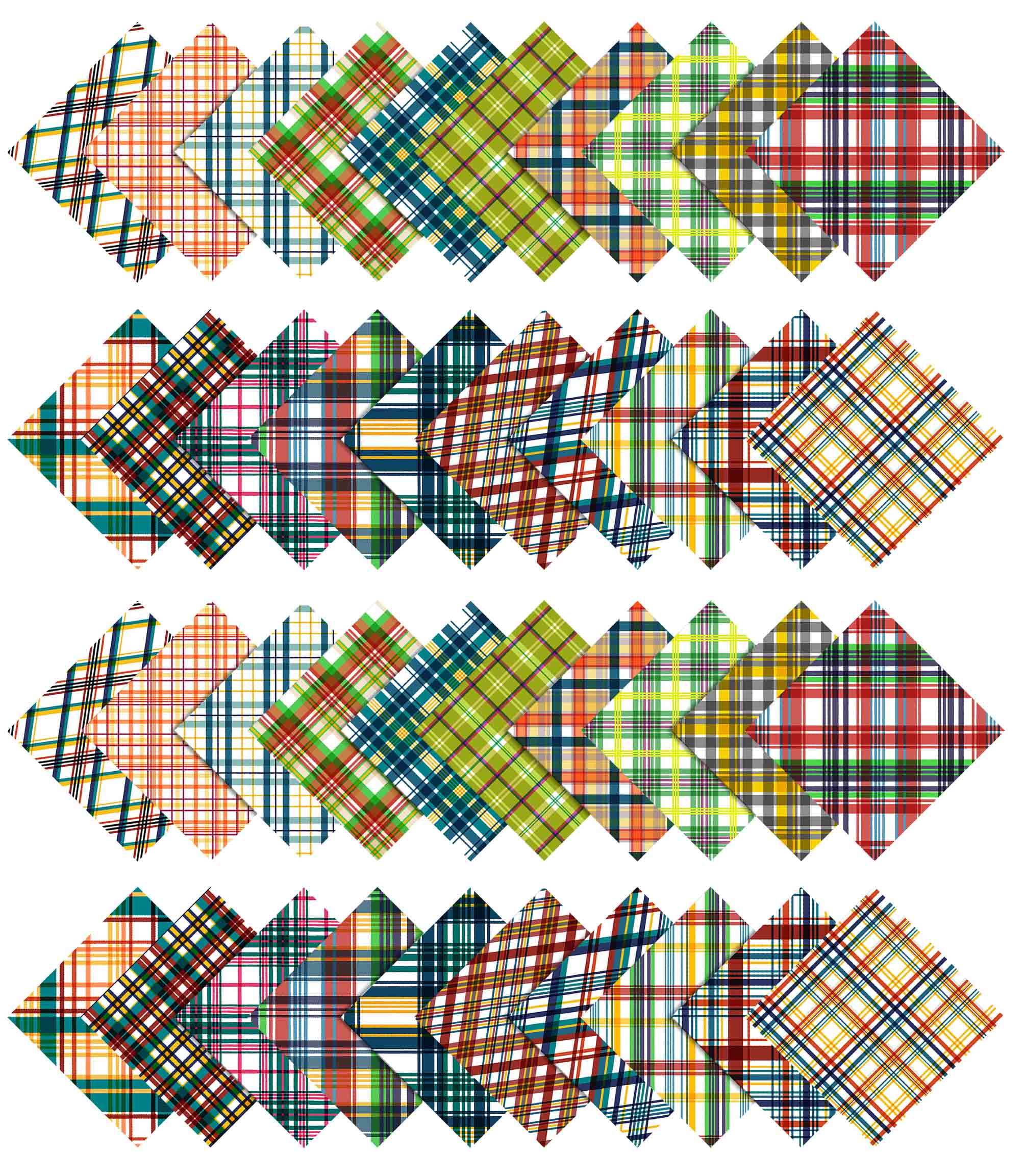 Soimoi Precut 10-inch Check Prints Cotton Fabric Bundle Quilting Squares Charm Pack DIY Patchwork Sewing Craft- Multicolor