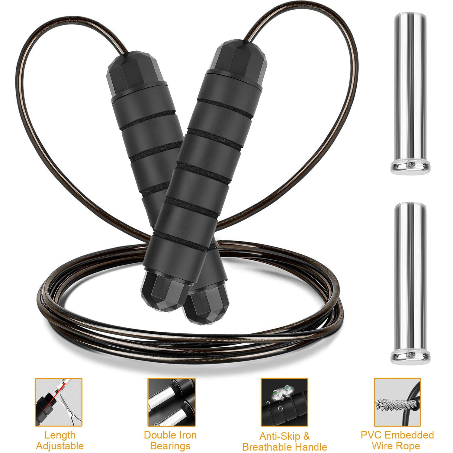 Adjustable Speed Jump Rope Dual Bearing Rope for Boxing Gym Workout Exercise 