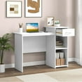 thumbnail image 4 of Costway Computer Desk with Drawer Modern Laptop PC Desk with Adjustable Shelf & Cable Hole, 4 of 10