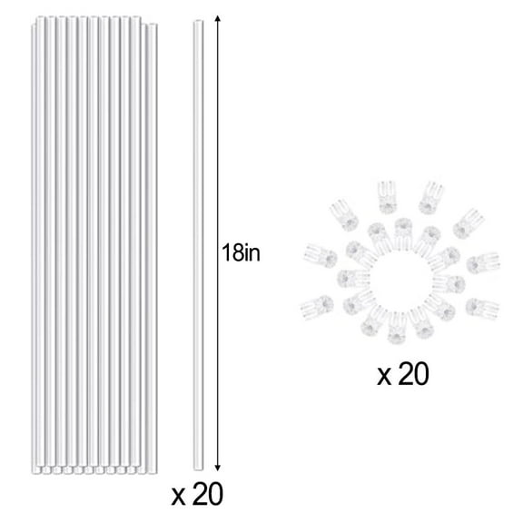 20Pcs Acrylic Plant Stakes Support with 20Pcs Clips Kit for Potted Plants 45cm