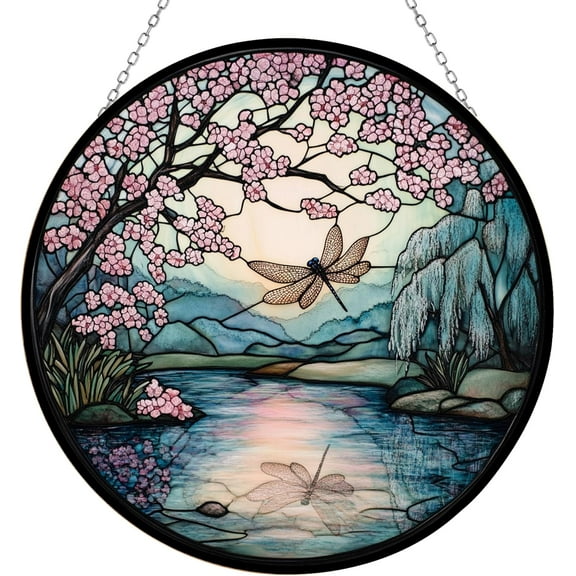 Personalized Japanese Serenity Dragonfly Stained Glass Suncatcher Stained Glass Window Hanging Home Decor Garden Halloween Christmas Wedding Housewarming Gifts