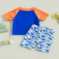 thumbnail image 4 of PENGXIANG Enfants Bébé Garçons Deux Pièces Maillots de Bain Requin à Manches Courtes Imprimé Rash Garde Shorts Ensemble Maillots de Bain Maillots de Bain, 4 of 8