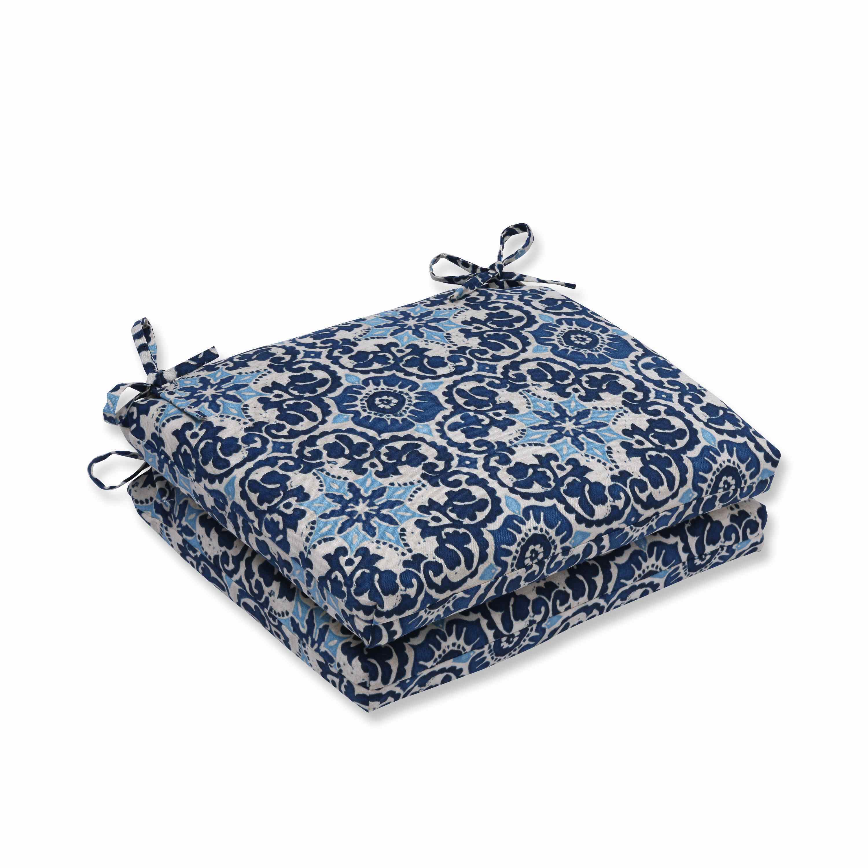 Pillow Perfect Outdoor Indoor Woodblock Prism Blue Squared Corners Seat Cushion Set Of 2 5078