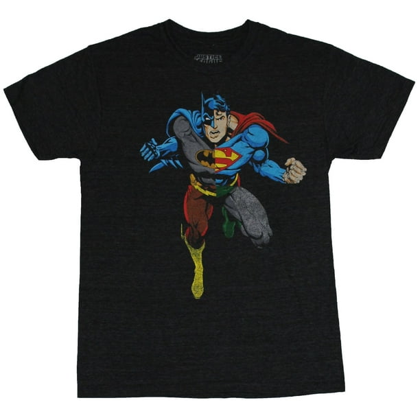 Justice League Mens T-Shirt - 4 Part Batman Superman Flash Green Lantern  Image (Medium) 
