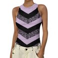 thumbnail image 2 of JULMCOMO Ribbed Knit Tank Tops for Women Plaid Crew Neck Sleeveless Summer Tank Tops Striped Color Block Slim Fit Casual Shirts Purple Pink XL, 2 of 5