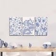 thumbnail image 3 of Blue Flower Plant Large Wall Art Canvas Framed Print Set Of 3 Classic Chinoiserie Poster Floral Pictures Painting Watercolor Artwork Home Decor for Living Room Bedroom Bathroom (12"X16"Framed), 3 of 6