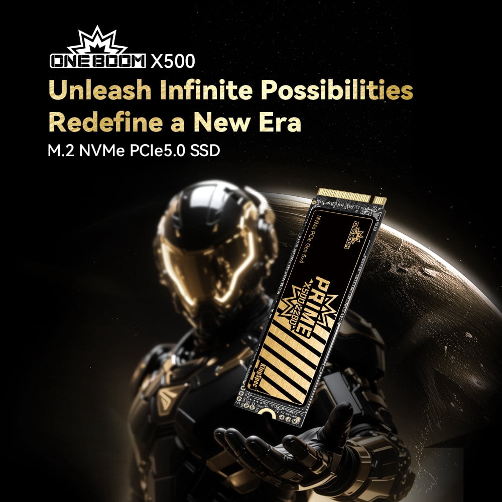 KingSpec OneBoom X500 4TB PCIe 5.0 NVMe M.2 SSD 2280-14000MB/s Read 13000MB/s Write 3D NAND w/DRAM - PS5 Ready, Optimized for Gamers, Video Editors, 3D Designers