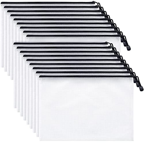Mifflin-USA 18pcs Mesh Zipper Pouch Document Bag, A4 Mesh Bags Waterproof Clear Travel Zipper Organizing Bags for Board Game School Home Office Organization