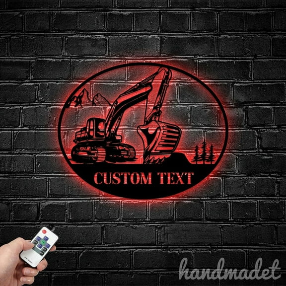Handmadetneonsign Excavator Metal Wall Art Light, Construction Metal Sign Wall Decor, Excavator Metal Decor 50056