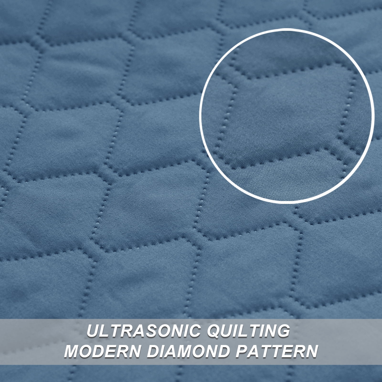 Exclusivo Mezcla King Quilt Set, 3-Piece Lightweight King Quilts Soft Bedspreads Bed Coverlets, Bluish Grey, 104"x96"