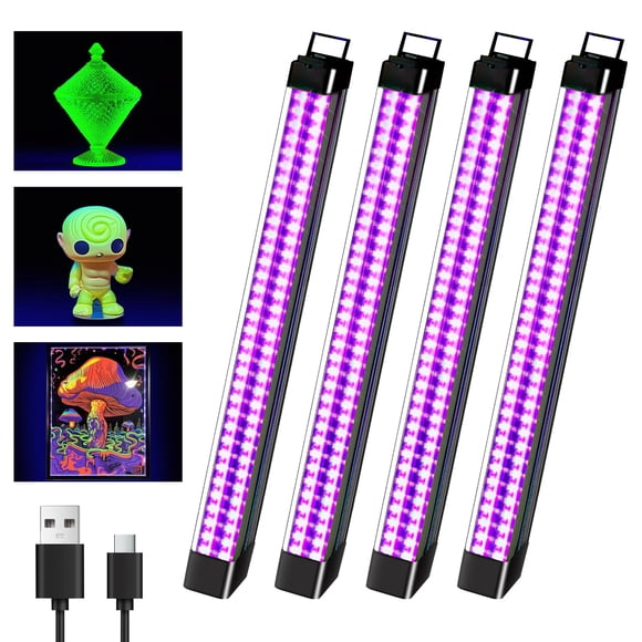 Barra de luz negra recargable Destlife, 10 W, 4600 mAh, paquete de 4