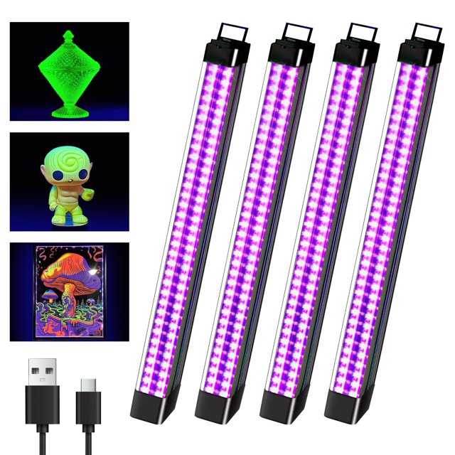 Barra de luz negra recargable Destlife, 10 W, 4600 mAh, paquete de 4