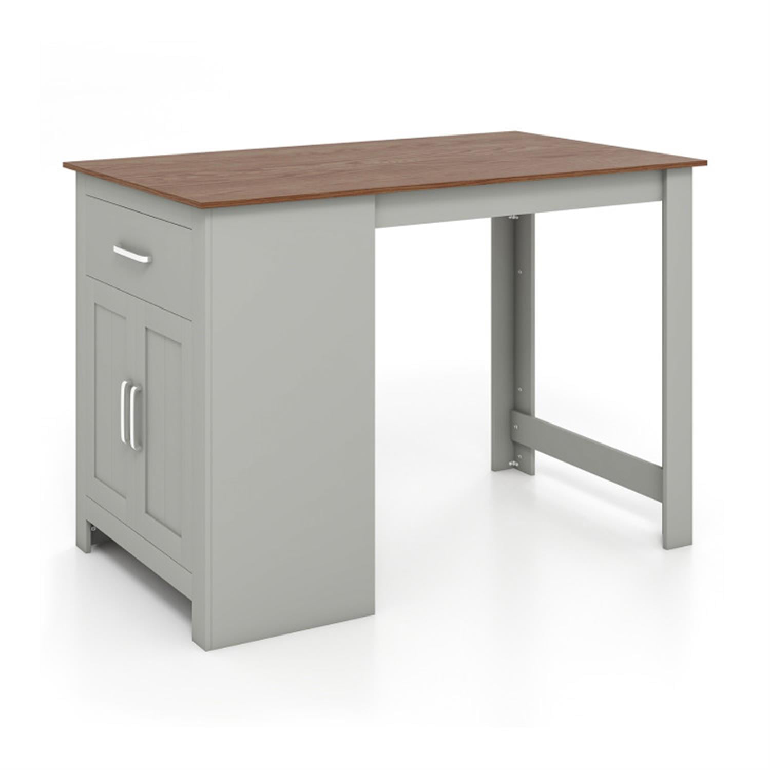 Demi Bonn Counter Height Bar Table with Storage Cabinet and Drawer, Modern Rectangular Dining Table Furniture for Kitchen, Dining Room, Dinette, Breakfast Nook, Gray