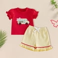 thumbnail image 2 of Gubotare Toddler Girl Outfits Toddler Girl Clothes Layered Ruffle Top Shorts Cute Toddler Girls Summer Outfits 2Pcs Clothing Set 6 9 12 18 24 Months 2T 3T 4T 5T (Red,18-24 Months), 2 of 3