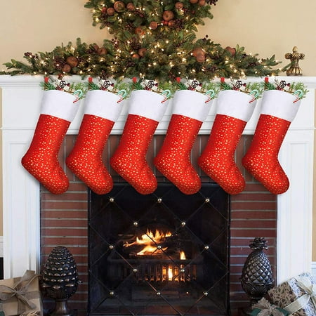 Set Of 6 18 Classic Red White Christmas Stockings Gift Treat