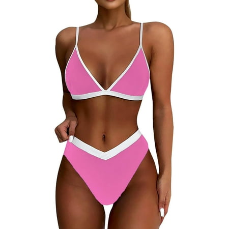 Divhosrg High Waisted Bikini Sets for Women Cheeky  Bikini Sets for Women Clearance  Womens Bathing Suits Plus Size  Women s Swimwear Bottoms  Pink Swimsuits for Women 2024 2XL