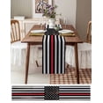 thumbnail image 6 of Red American Flag Table Runner Black White Stripe US Flag Retro Wooden Tablerunners 18 x 72 Inch, Table Decorations Tabletop Scarf for Summer Gathering Holiday Farmhouse Kitchen Dining Decor, 6 of 6