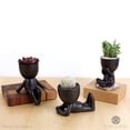 thumbnail image 2 of SET OF 3 - Mini Decorative Pots with Drainage by Port&Petal - Human Shaped Ceramic Succulent Planters - Little People Pots for Plants for Desktop, Home Decoration, Office, Cafes - Black, 2 of 8