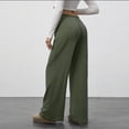 thumbnail image 7 of Wide Leg Pants for Women Elastic Waisted Drawstring Casual Comfy Soft Fall Loose Lounge Trousers with Pockets (XL, Army Green), 7 of 7