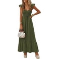 thumbnail image 3 of PRETTYGARDEN Women's Summer Casual Maxi Dresses Cap Sleeve V Neck Smocked Long Pockets Party Sundress Vacation Outfits, 3 of 8
