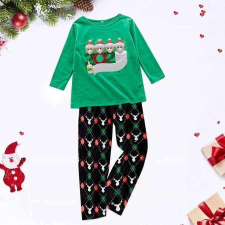 

ERTUTUYI Christmas Baby Kids Child Printed Top+Pants Xmas Family Matching Pajamas Set Green M