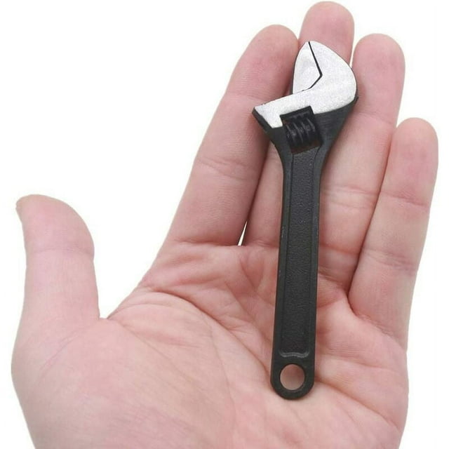 Mini llave ajustable de acero, llave de mandíbula pequeña de 10 cm, herramientas de llave manual para la industria y reparación de automóviles (negro, 4 pulgadas)