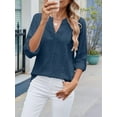 thumbnail image 4 of Womens V Neck Casual Hollow Out Eyelet Embroidered Blouses Shirts Beach Cover Up Tops Dressy  S, 4 of 8