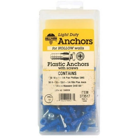 373517 8-10-12 x 1.25 in. Plastic Anchor Kit with Screws  101 per kit