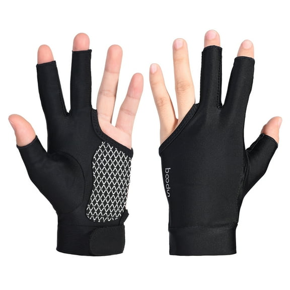 OUNONA Durable 3 Finger Billiards Glove with Silicone Mat for Comfortable Wear and Flexible Operation Black cloth and silicone