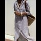thumbnail image 4 of Vestido Camisero Informal para Mujer, con Solapa, 3/4, Cuello Abotonado, Abertura y Lazo, Vestido Maxi Estilo Resort. Marrón S, 4 of 8