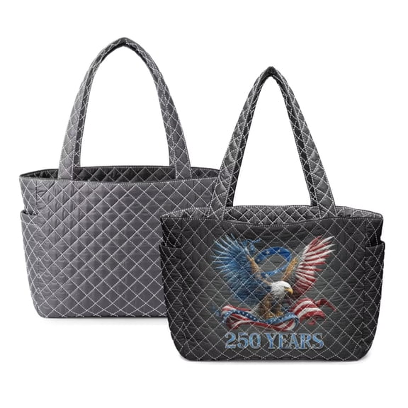 FOR U DESIGNS American Flag Eagle Print Tote Bag for Women, 250th Anniversary Top Hand Purse with Side Pockets Reversible Lightweight Hobo Purse, Two Tone Large Capacity Shoulder Bag for School