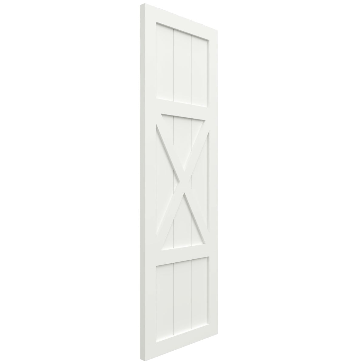 Ekena Millwork 18"W x 31"H True Fit PVC Center X-Board Farmhouse Fixed Mount Shutters, Unfinished (Per Pair - Hardware Not Included)