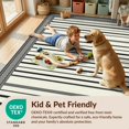 thumbnail image 4 of Design&I 5'x7' Washable Area Rug Striped Classic Checkered Border With Center Band Arrangement for Small Living Room, Bedroom, Sleek Flatweave Pet Friendly & Non-Slip, 4 of 7
