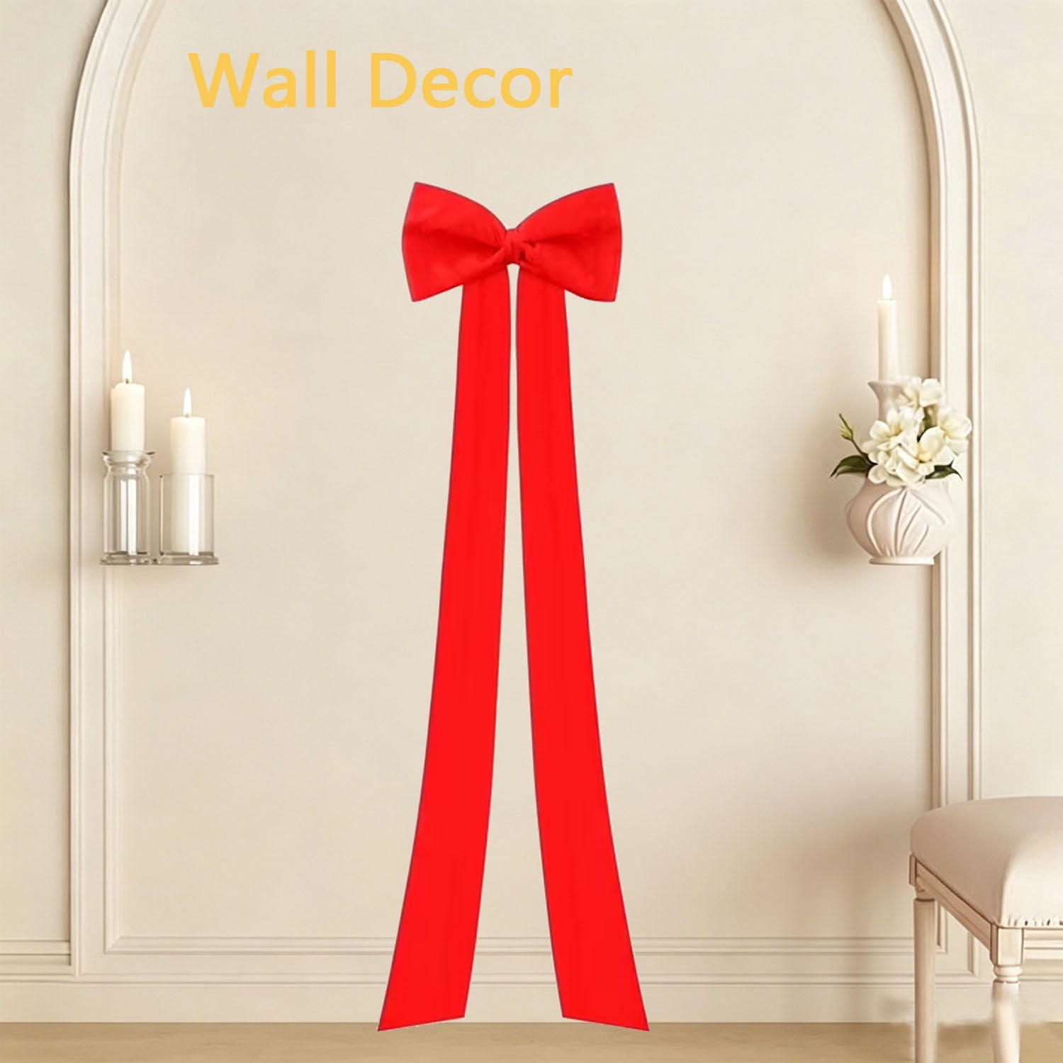 Meikd Extra-Large Decorative Bow: Giant Bow with Long Tassels—Perfect for Gift Decorations, Wedding Arches, Holiday Parties, and Christmas Trees (Red)