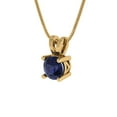 thumbnail image 2 of 0.5 ct round cut blue sapphire 14k yellow hypoallergenic Solid gold Designer Everyday Affordable Dainty Necklace Pendant + 18" hypoallergenic Solid gold chain, 2 of 6
