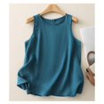 thumbnail image 2 of Tank Tops For Women Summer New Retro Vest Literary Sleeveless Inner Sleeveless Round Neck Pullover Temperament Solid Color Top Vest Suspender Strap Camisole Tops For Women, 2 of 7
