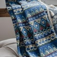 thumbnail image 6 of FNNMNNR Geometric Print Bohemian Blue Small Window Kitchen Curtain Cotton Linen Semi-blackout Bay Window Single Piece, 6 of 10
