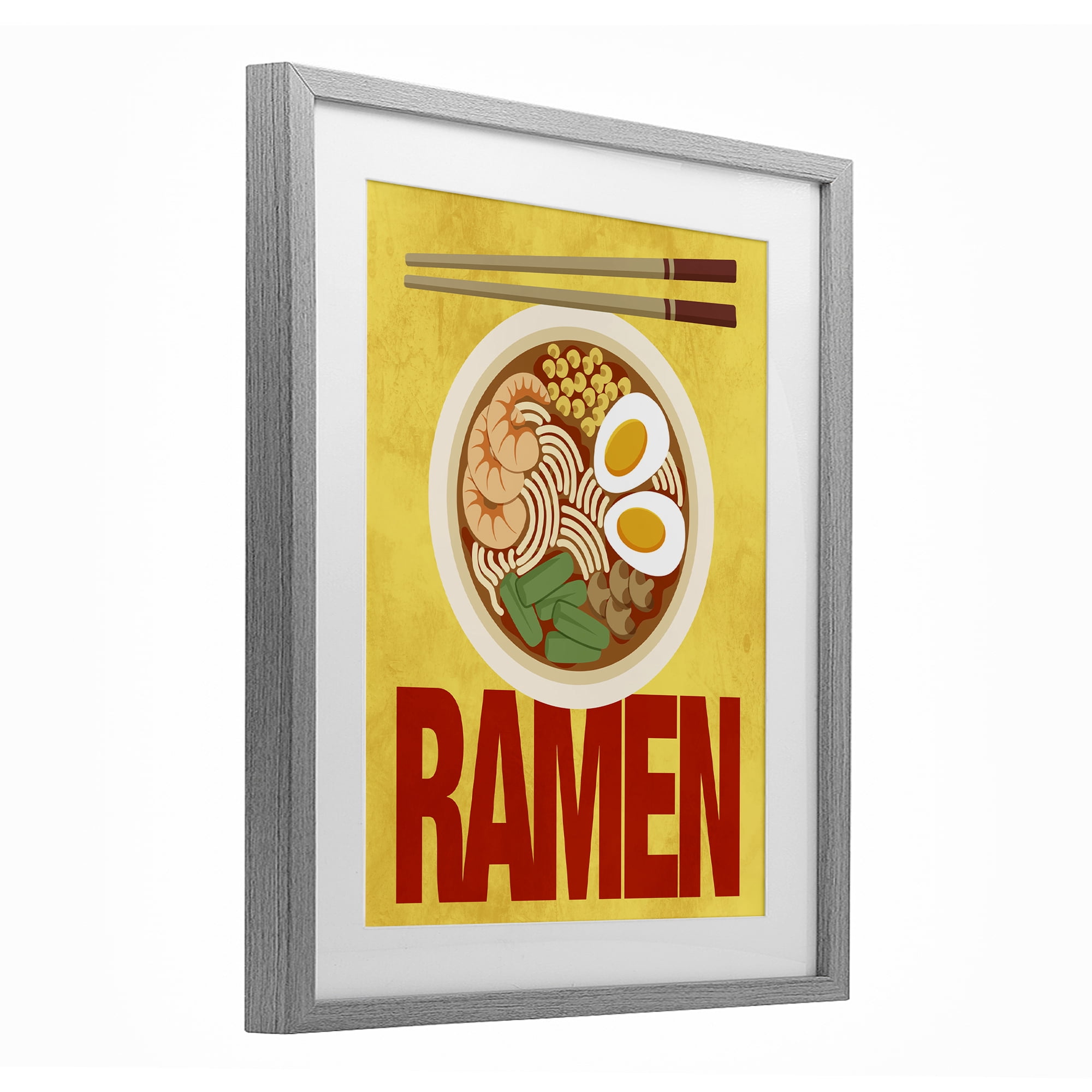 Stupell Industries Bright Ramen & Chopsticks Gray Framed Print Under Glass, design by Marcus Prime