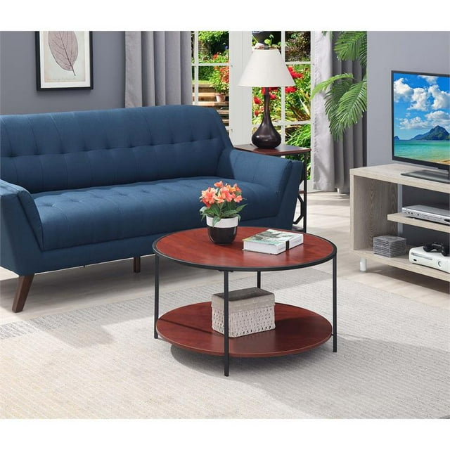 Convenience Concepts Tucson Noir Table Basse Ronde en Métal Finition Cerisier