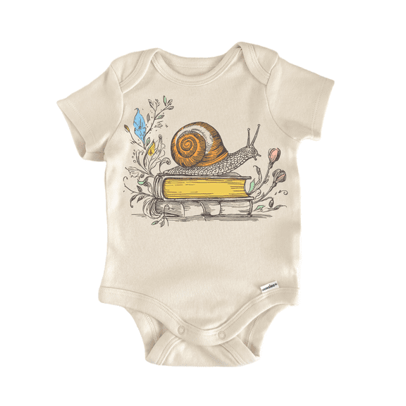 Cottagecore Snail Books Newborn Baby Bodysuit