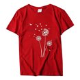 thumbnail image 2 of Hauts d'Été pour Femmes, Blouses Décontractées Élégantes 2024, T-Shirts à Manches Courtes Imprimés, Col Rond, Ample, Rouge, 2 of 5