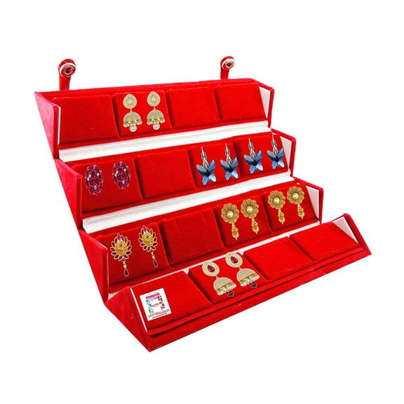 atorakushon Maroon Velvet Vanity Box Make-Up Jewellery Earrings Utility Toiletry Wardrobe Organizer Pouch Travelling Box For Women's Set of 1