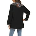 thumbnail image 6 of Higustar Womens Plus Size Tops 3/4 Sleeve V Neck Tunic Shirts Casual Floral Embroidered Loose Summer Fall Blouses Mexican Peasant Cotton Rayon Shirts-Black/127/H-3XL, 6 of 9