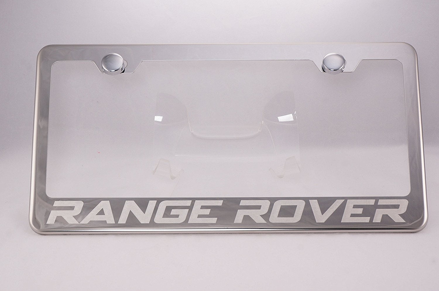 RangeRover STAINLESS STEEL Chrome Metal License Plate Frame Holder w/Screw caps