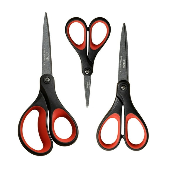 LIVINGO 3 Pack Titanium Scissors Heavy Duty All Purpose for Office Home Cutting Fabric Paper