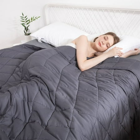 Cooling Weighted Blanket Twin Size Reduce Stress for Adult with Premium Glass Beads, Natural Cotton, 20 lbs, 48"x72", Dark Grey