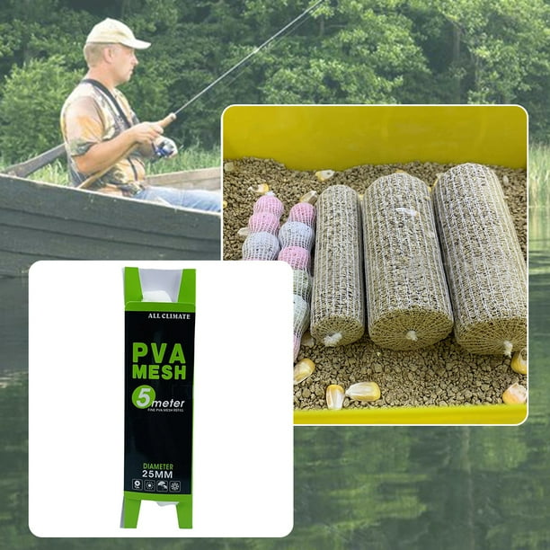 Soporte de cebo soluble en agua ecológico soluble de malla PVA de 25 mm y 5 m para pesca de carpa Hugtrwg Para estrenar