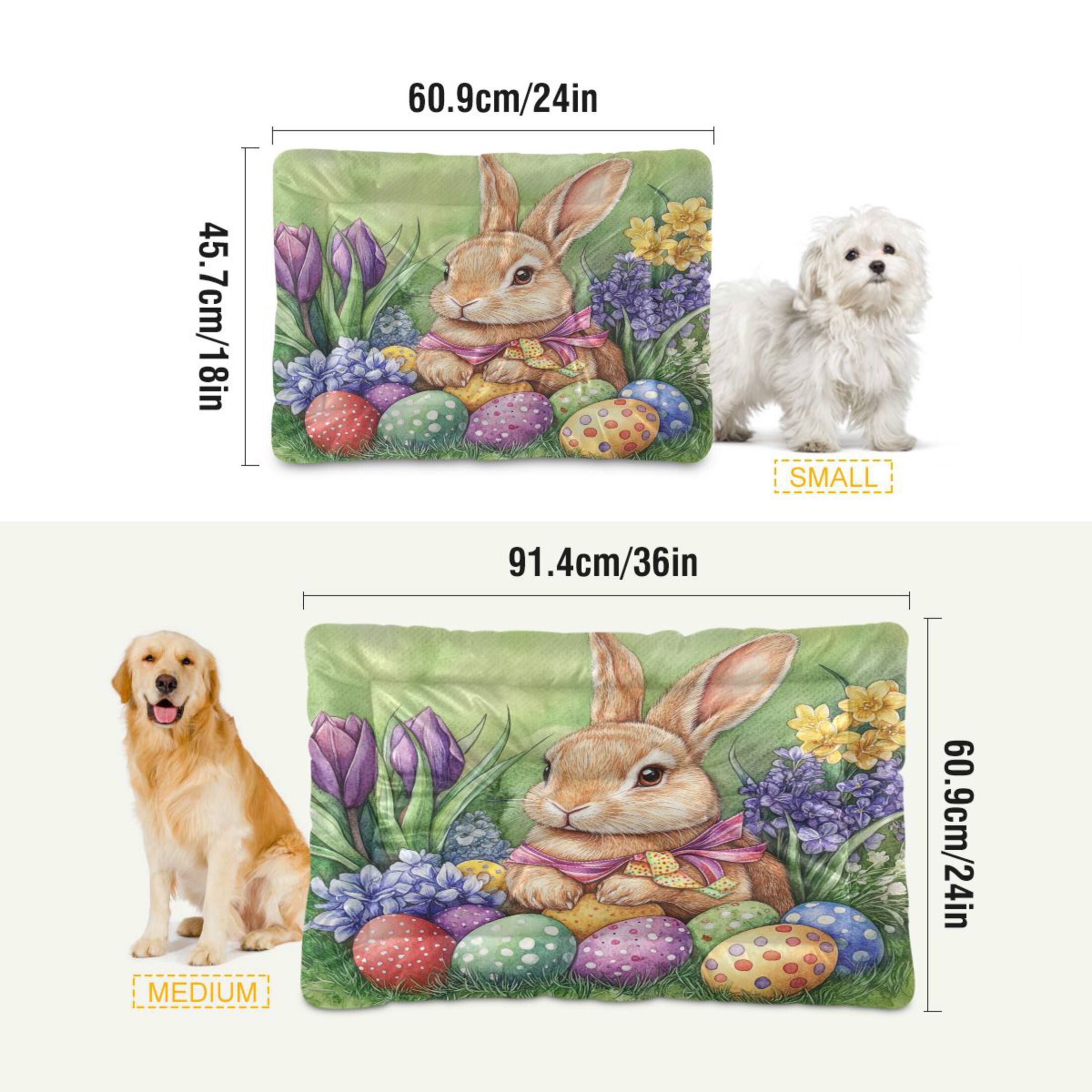 Qxltty Easter Orange Bunny Ped Pad Wear-resistant and Hard to Bite Through Sleeping Pad for Small Medium Large Dogs Winter Pet Bed 36×24in