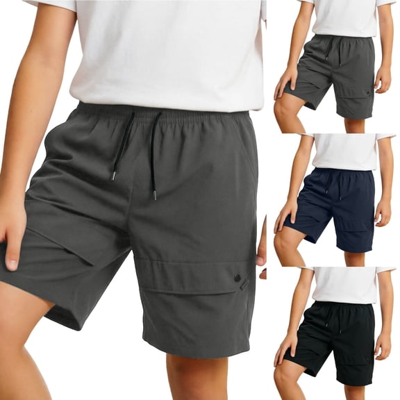 Liyamei Boys Quick Drying Athletic Shorts with Pockets for Summer Sports Size 7-12,Black
