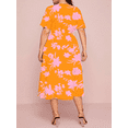 thumbnail image 5 of Cuteduck Women's summer casual plus-size Bohemian-style swing wrap dress with floral prints, V-neck and cinched waist, flowing and elegant mid-length dress 1X-5X, 5 of 5